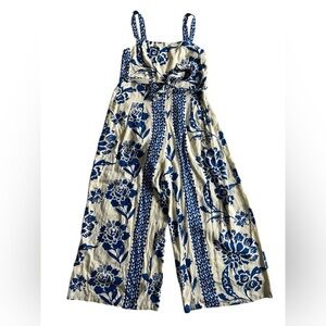 Lalavon Floral Blue and White Jumpsuit